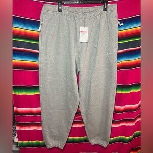 NWT Nike Solo Swoosh Fleece Pants Dark Grey Heather/White Size Large DX1364-063